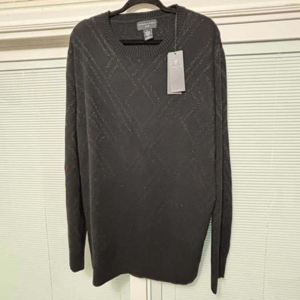 NWT Shaquille O'Neal Men’s Large Tall Black Crew Pullover Sweater Plus Size LT